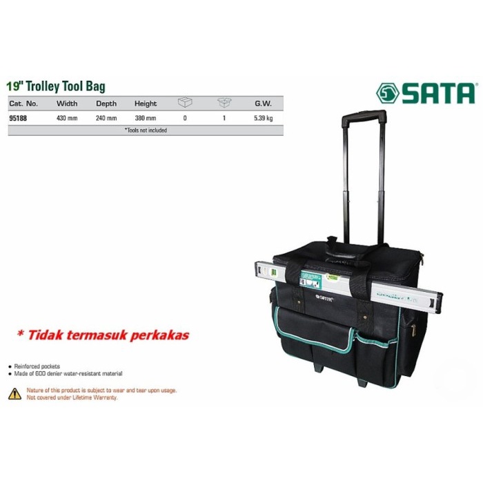 SATA TAS PERKAKAS 95188 17"TROLLEY TOOL BAG SATA