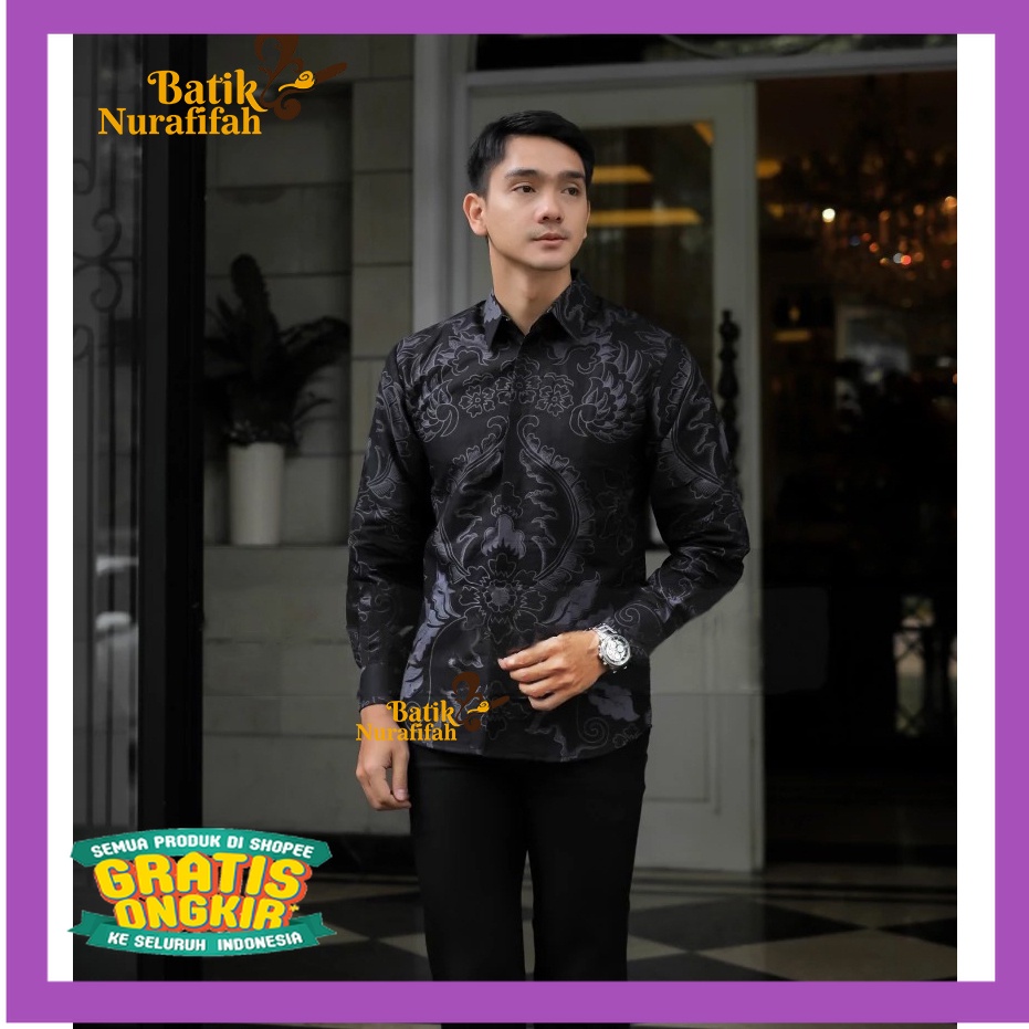 OUTFIT TRENDY KEREN MURAH TERLARIS /PROMO ATASAN BAJU KEMEJA BATIK PRIA LENGAN PANJANG SLIMFIT TERLA