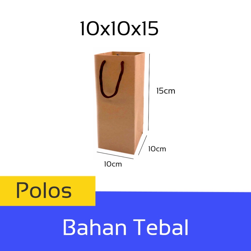 

Paper Bag Coklat Polos Custom Kado Bahan Tebal Ukuran 10x10x15