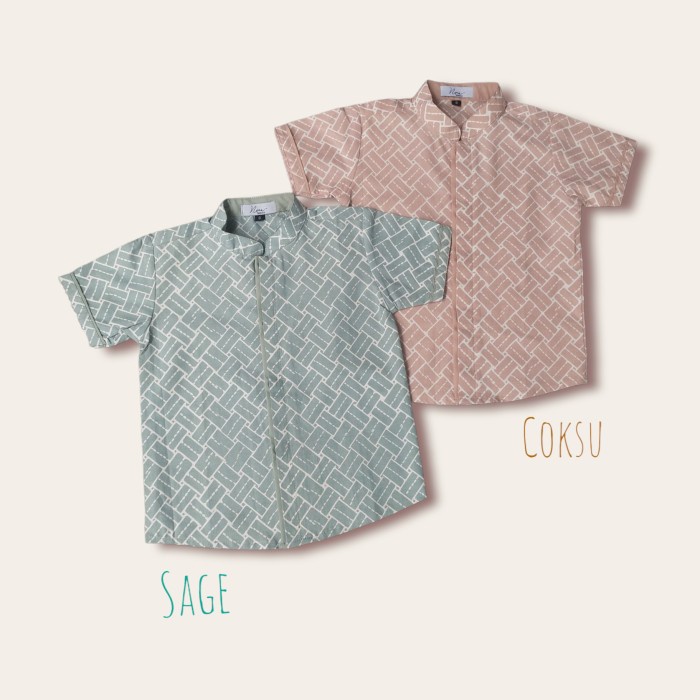 kemeja batik anak ..hijau Sage, coksu - hijau sage, XS