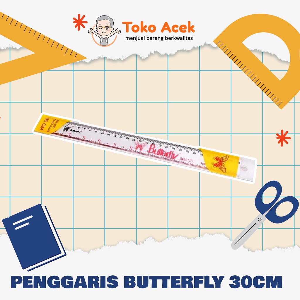 

BUTTERFLY PENGGARIS PLASTIK 30CM / MISTAR MIKA ORIGINAL