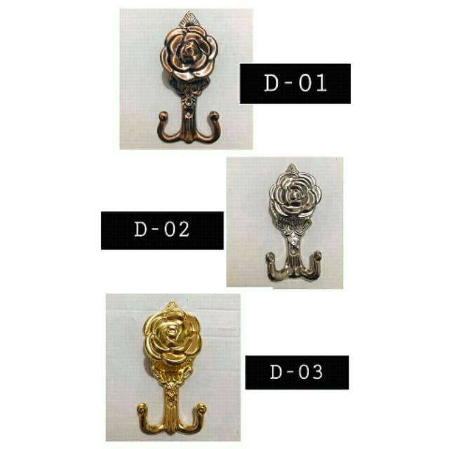 Hook mawar Hook gorden pengait tali gorden / cantolan tali gorden emas/hitam/silver