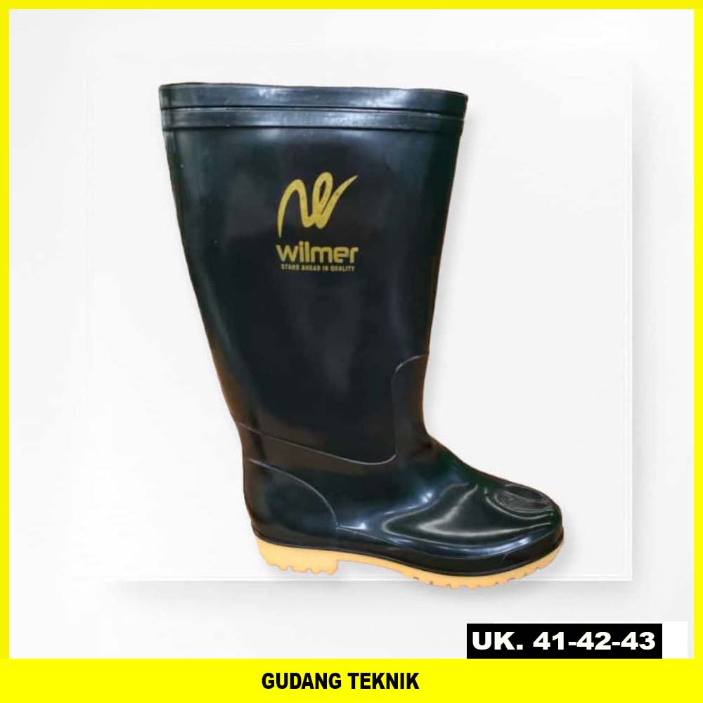 Sepatu boot Hitam Pria wanita /unisex Panjang / Sepatu Boot Karet Elastis Lentur Wilmer