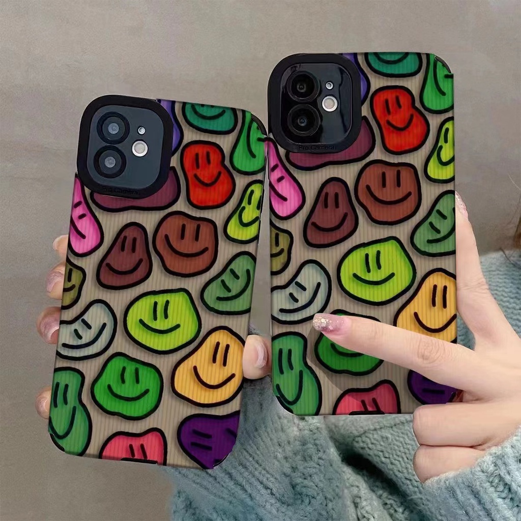 Soft Case HP Wajah Tersenyum Putar Warna-Warni OPPO A91 F11 F9 Pro A3S A9 A5 A31 A53 A33 2020 A7 A5S A12 A11K A52 A92 A83 A55 A56 A55S A95 FTD Stripe Casing Realme C1 X XT Reno 2F 3 5