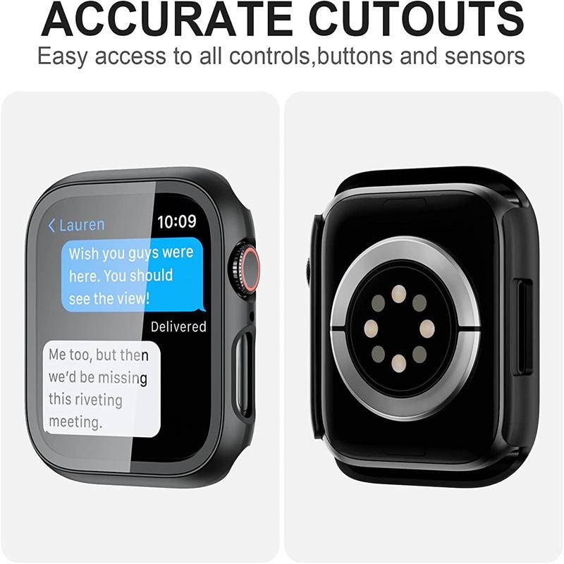 Kaca+cover Untuk Apple Watch case Series8 7 6 5 4 3 2 SE Tempered glass Pelindung Layar Untuk iWatch 40mm 44mm 42mm 45mm 41mm 38mm