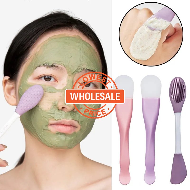 [Harga Grosir] Sikat Masker Silikon Wanita Dua Kepala/Sikat Pembersih Pori Wajah Portable/Mud Film Smudge type Mask Brush Alat Kecantikan