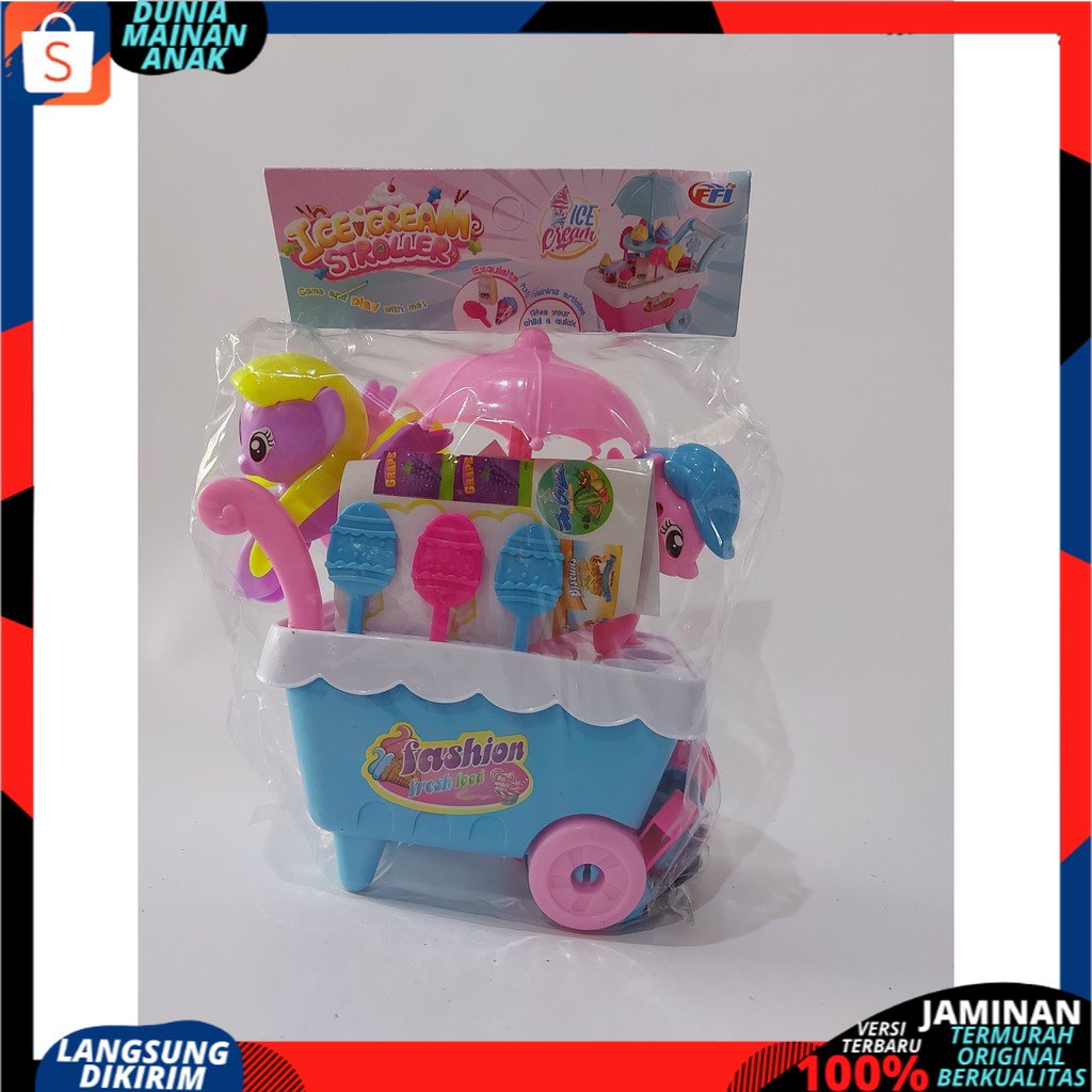 Mainan edukasi anak Anak Gerobak Es Krim Permen Keranjang Bonus 2 Kuda Pony Anak-anak DIY Play Set  FI503 SNI