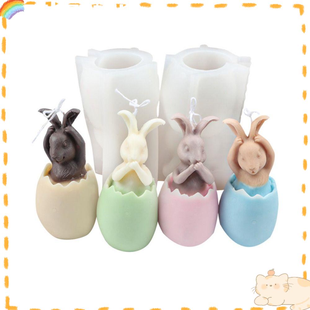 Solighter Eggshell Bunny Candle Cetakan Alat Clay Pesta Gereja Handmade Silicone Mold