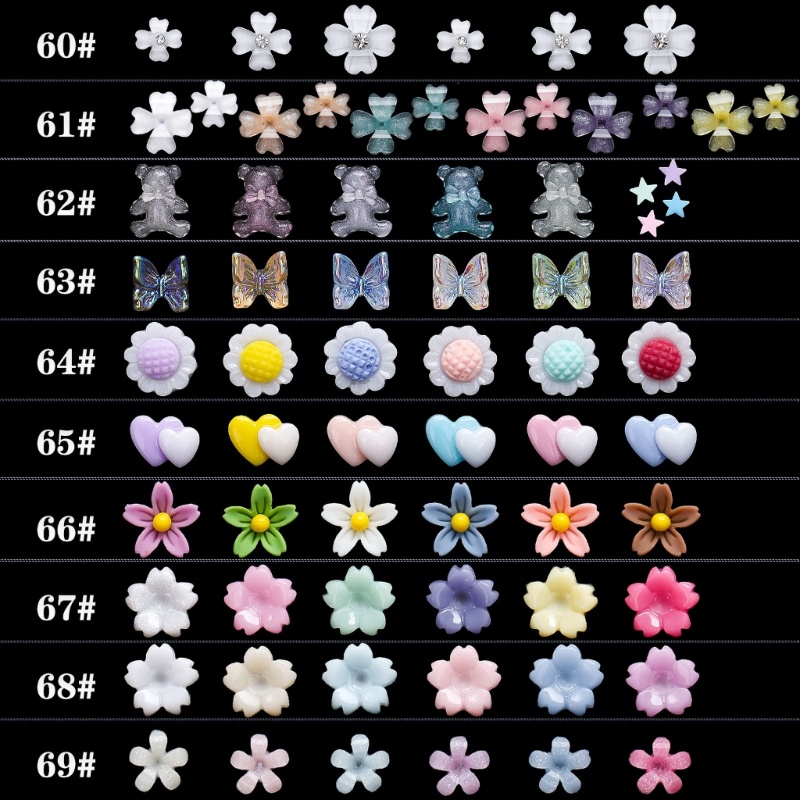 Siy 3D Bunga Kuku Hati Dekorasi Kuku Nail Art Rhinestones Flower Nail Art Charms