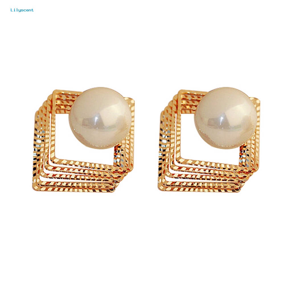 Lilyscent Wanita Fashion Multi-layer Mutiara Imitasi Ear Studs Earrings Pesta Perhiasan Hadiah