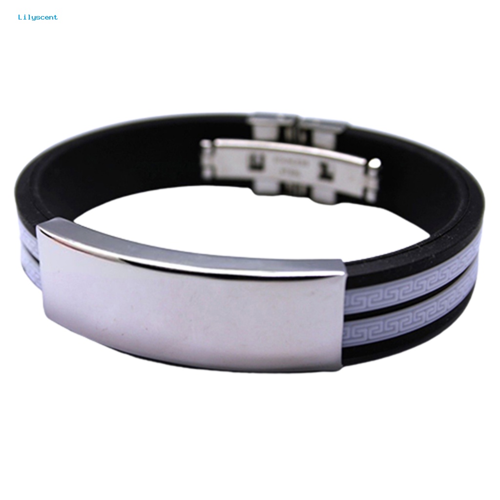 Lilyscent Dengan Gesper Enamel Gelang Untuk Kehidupan Sehari-Hari Club Pesta Pria Gelang Stainless Steel Silikon Bangle Gaya