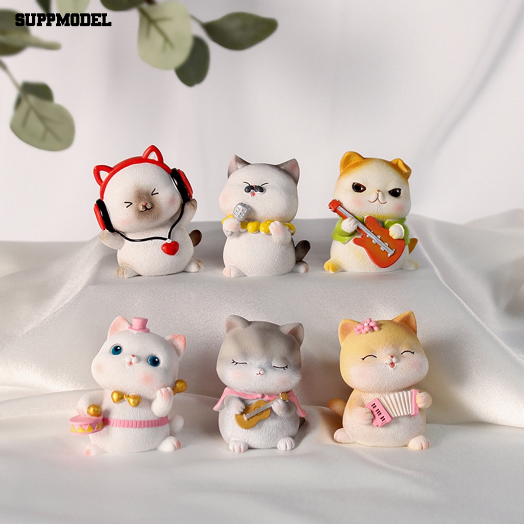 Suppmodel Patung Miniatur Ramah Lingkungan Aksesoris Interior Kitty Lucu Auto Miniature Statue Personality