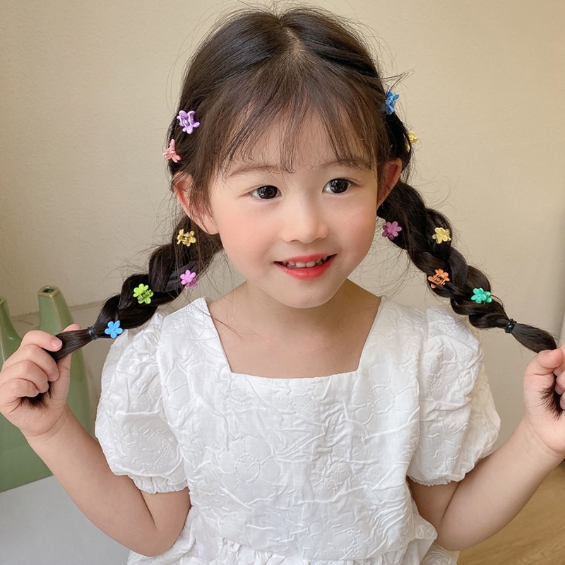 Magic789 1PC Indah Warna-Warni Mickey Bunga Rambut Cakar Klip Untuk Anak-Anak Wanita Perempuan Lucu Bintang Hati Rambut Mengepang Rambut Pin All-match Aksesoris Rambut