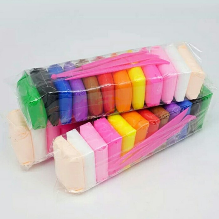 POLYMER CLAY / Mainan Lilin Plastisin Warna warni isi 12pcs Mainan Edukasi / Magic Clay / Lilin Mainan / Mainan Anak