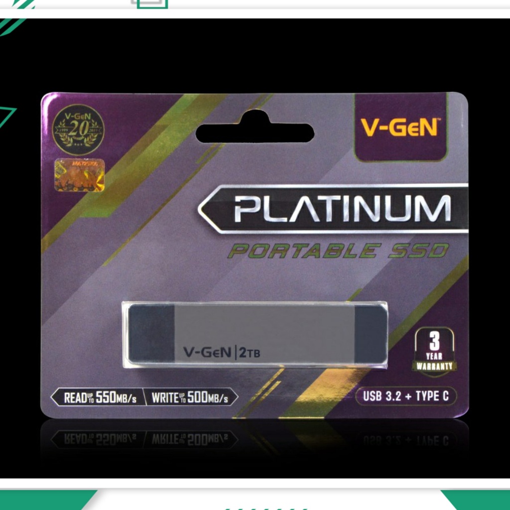 SSD PORTABLE V-GEN / VGEN PLATINUM 1TB 2TB USB 3.2 Type C - GARANSI RESMI