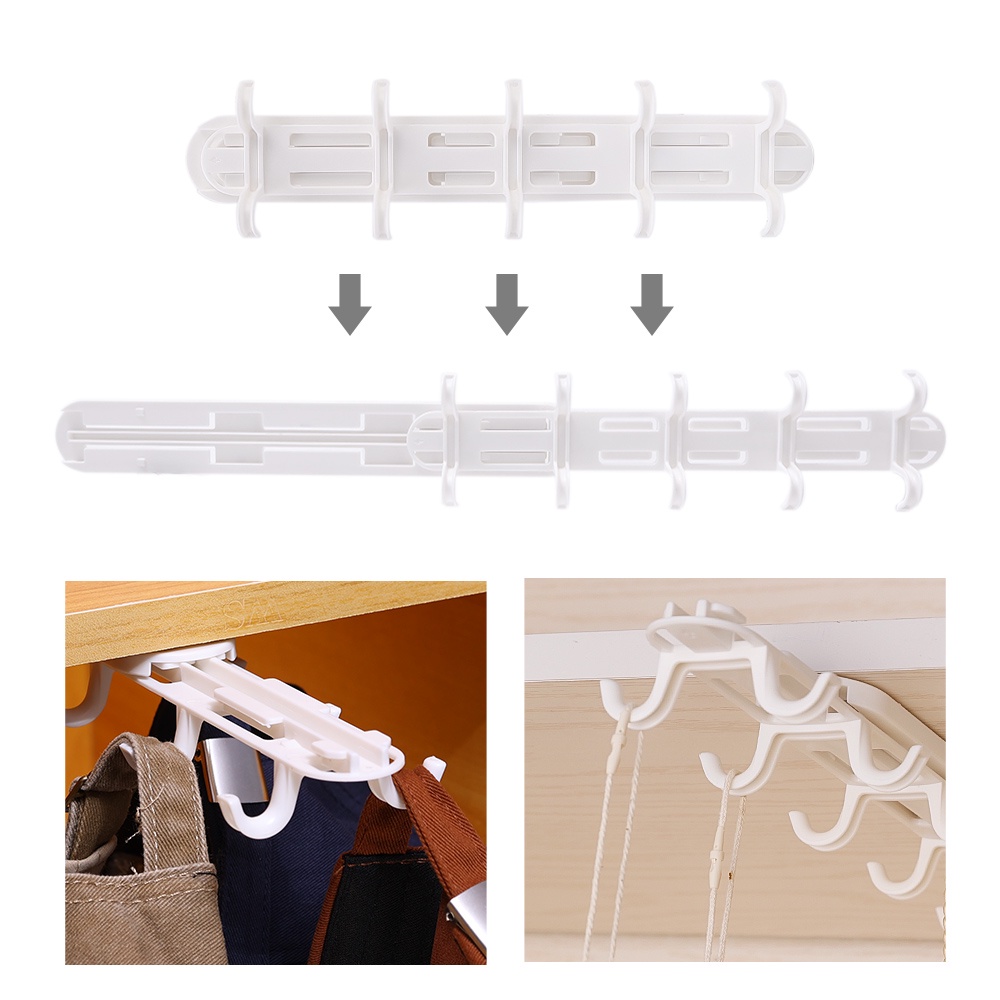 Double-row Hook Drawable Coat Hanger/Rak Serbaguna Untuk Peralatan Makan Dapur &amp; Handuk &amp; Kunci &amp; Syal/Lemari Hemat Ruang Finishing Artefak/Kait Penyimpanan Rumah Tangga