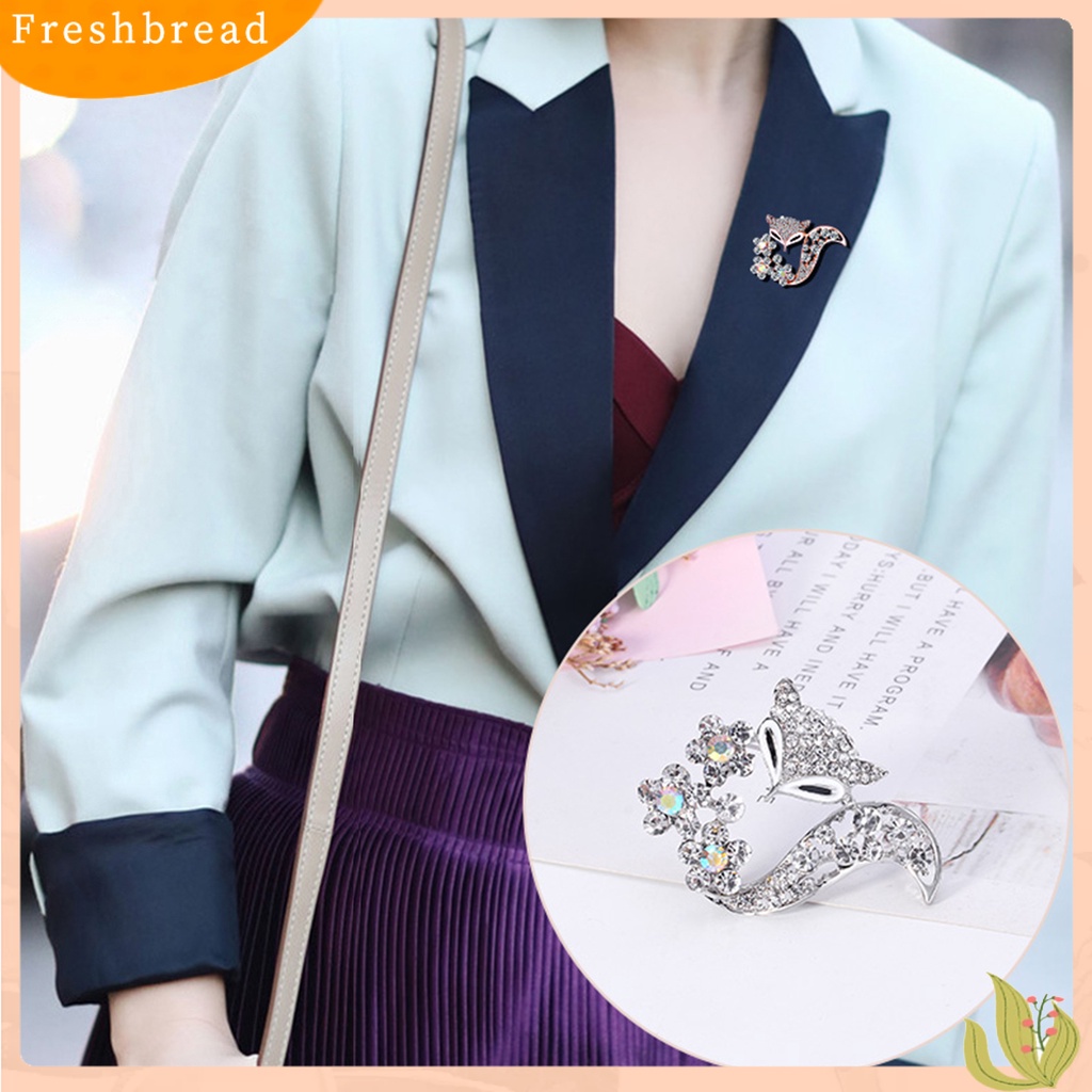 &lt; Freshbread &gt; Bros Aksesoris Pakaian Elegan Alloy Fox Berlian Imitasi Brooch Badge Untuk Pesta