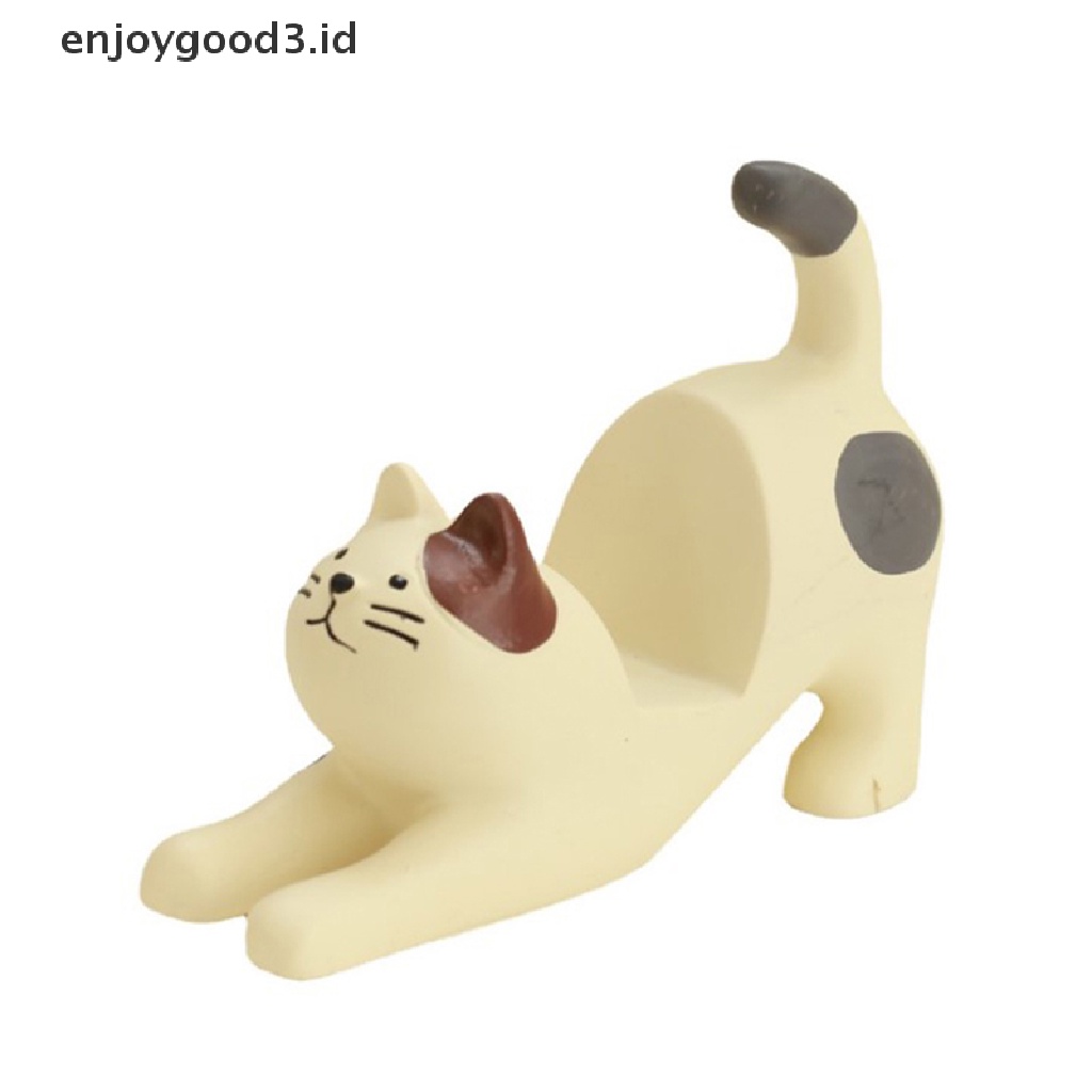 [Rready Stock] Phone Holder Resin Kreatif Nyaman Desain Indah Bentuk Kucing Aksesoris Ponsel (ID)