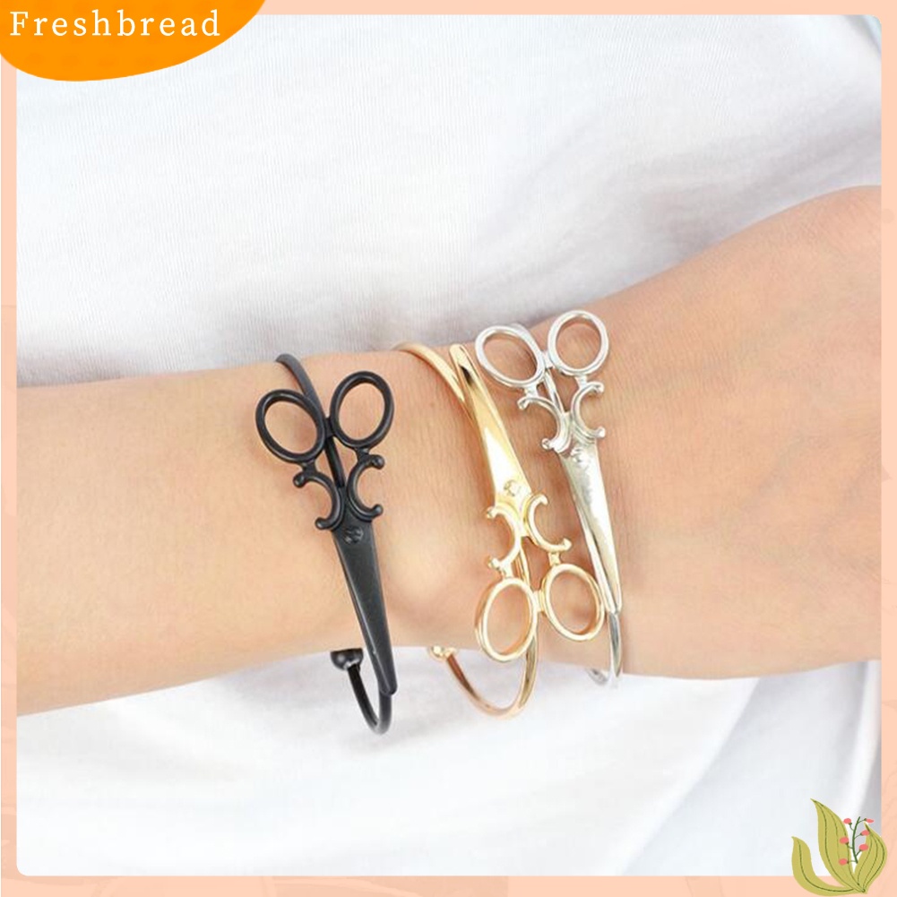 &lt; Freshbread &gt; Fashion Wanita Paduan Terbuka Manset Gelang Mini Gunting Pesona Bangle Perhiasan Hadiah