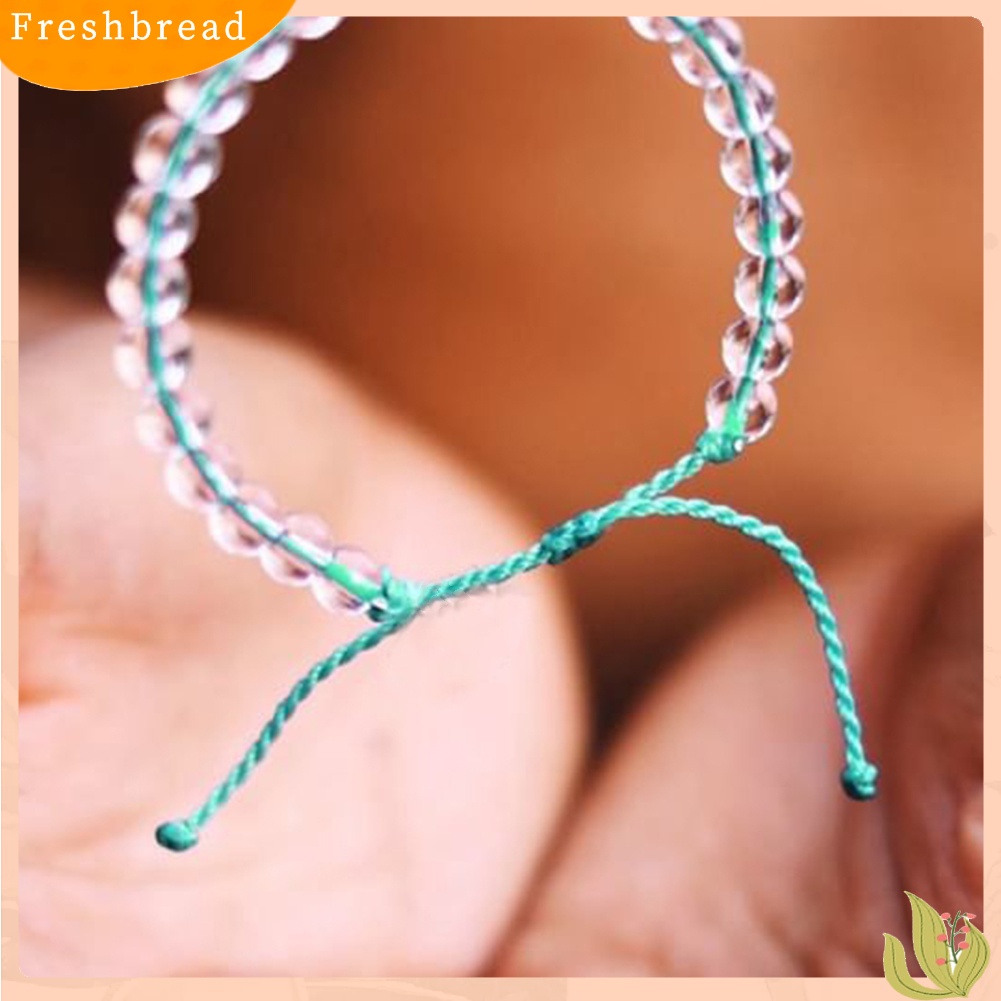 &lt; Freshbread &gt; Gelang Tali Tenun Manik-Manik Transparan Unisex Adjustable Handmade Bangle Gift