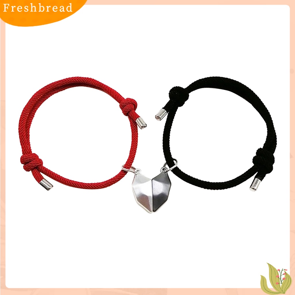 &lt; Freshbread &gt; 1pasang Gelang Couple Panjang Dapat Disesuaikan Liontin Hati Jarak-catching Attraction Bracelet Untuk Rumah