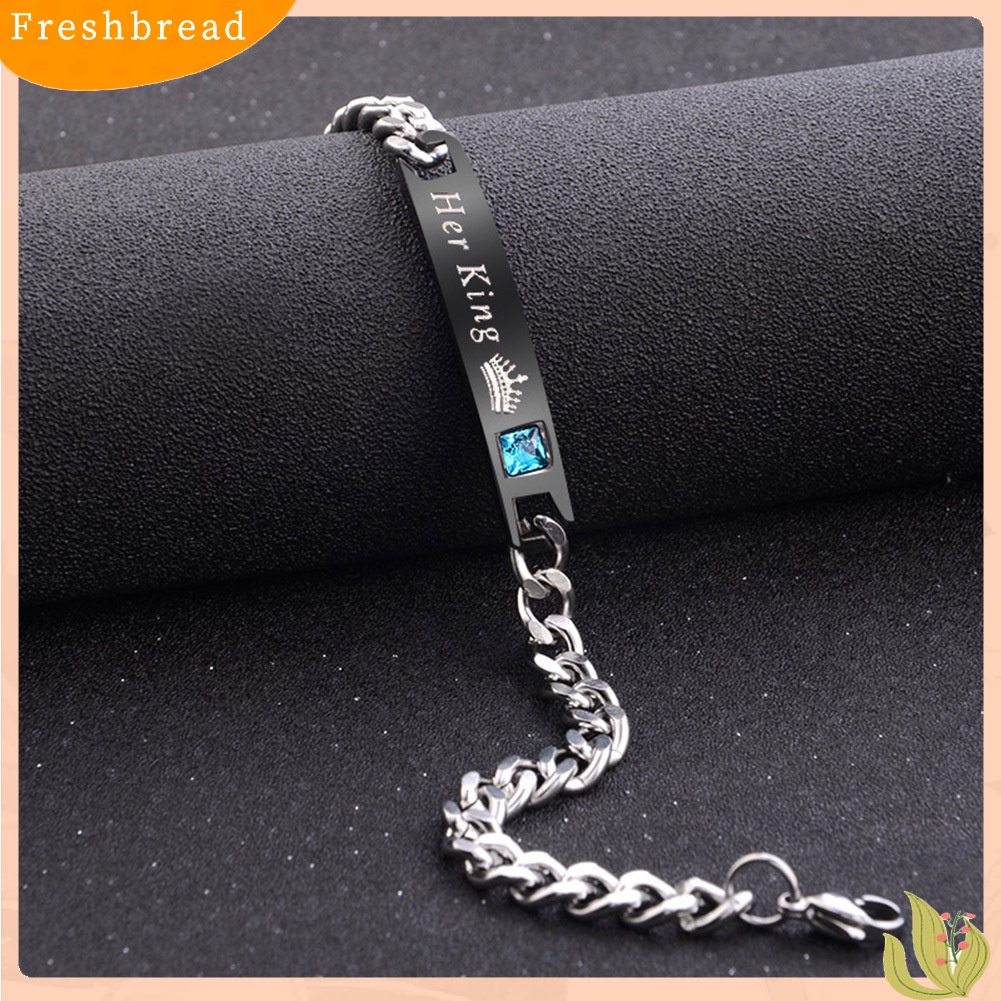 &lt; Freshbread &gt; His Queen Her King Crown Couple Lover Wristband Gelang Bangle Perhiasan Hadiah