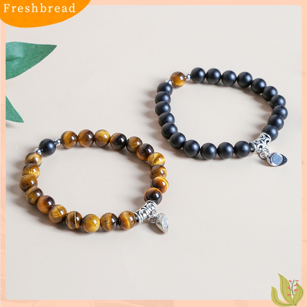 &lt; Freshbread &gt; 2Pcs Gelang Kekasih Manik Dekorasi Hati Ultralight Makna Tiger Eye Stone ic Couple Bracelet Untuk Hari Valentine