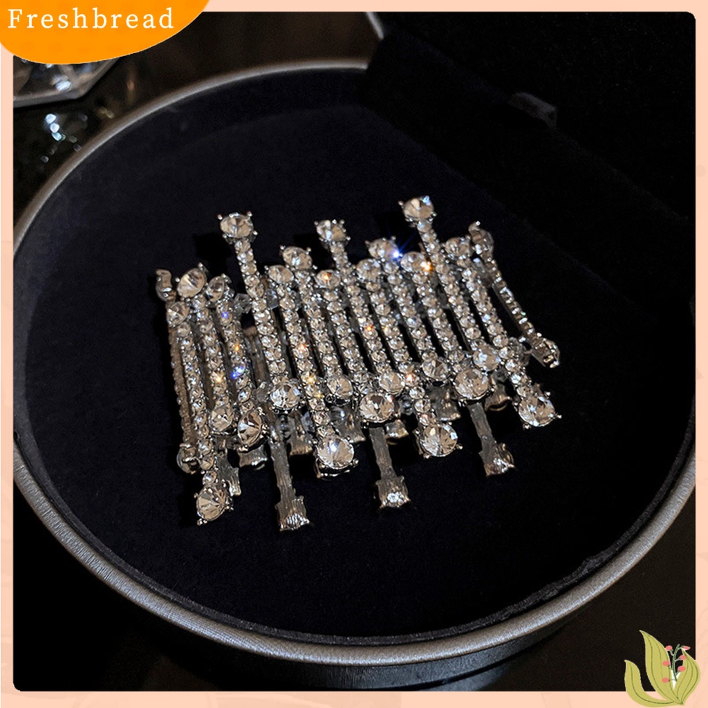 < Freshbread > Manik-Manik Bening Tidak Teratur Dekorasi Sederhana Mewah Gelang Berlebihan Penuh Berlian Imitasi Lebar Gelang Perhiasan Aksesori