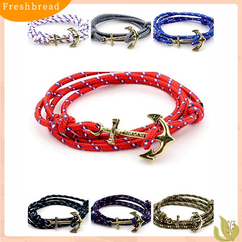 &lt; Freshbread &gt; Fashion Pria Multilayer Handmade Tali Gelang Jangkar Charms Bracelet Bangle