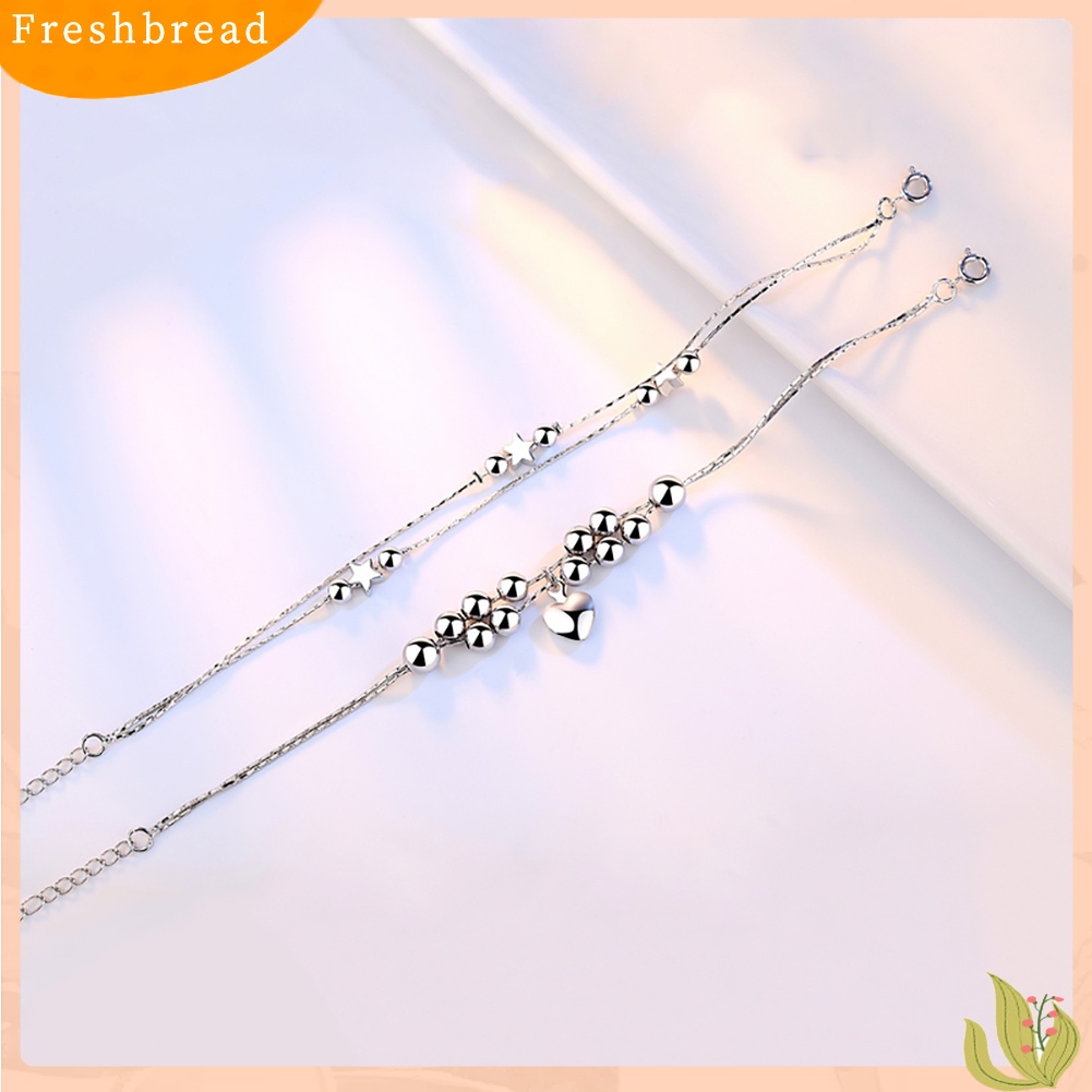 &lt; Freshbread &gt; Fashion Wanita Hati Bintang Manik-Manik Pesona Gelang Bangle Tangan Rantai Perhiasan Hadiah