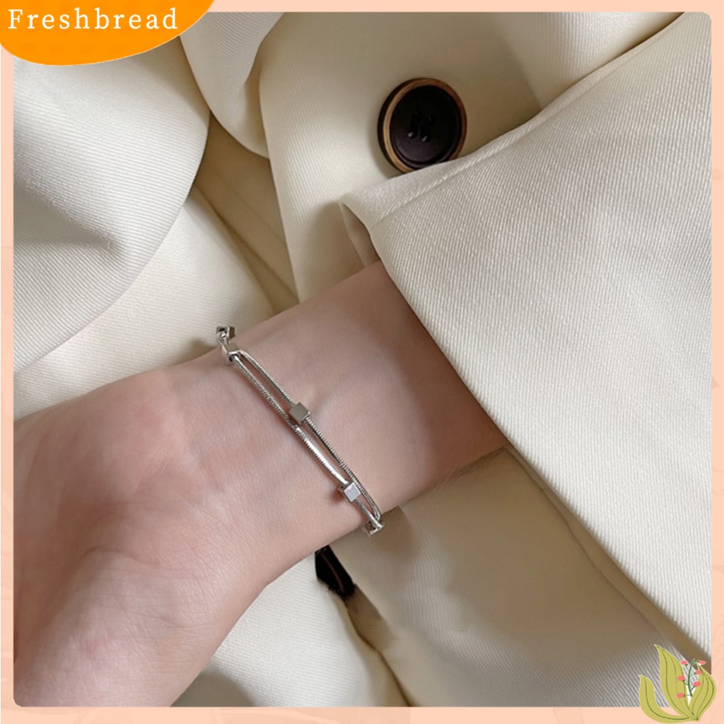 &lt; Freshbread &gt; Gelang Wanita Double Layer Snake Chains Jewelry Adjustable Square Bracelet Untuk Pesta Pernikahan Perjamuan