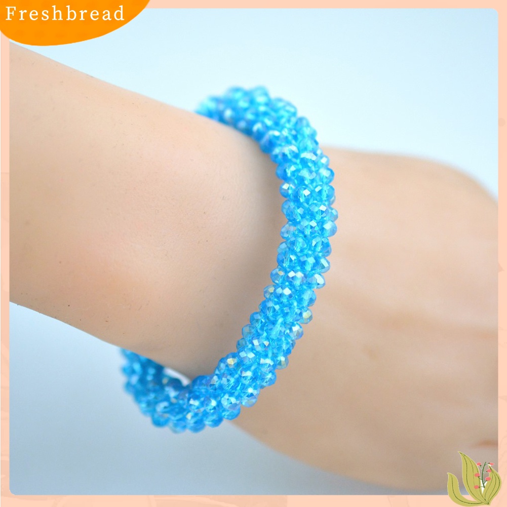 &lt; Freshbread &gt; Berlian Imitasi Mengkilap Elastis Gelang Bangle Tali Rambut Hairband Nepal Wanita Perhiasan