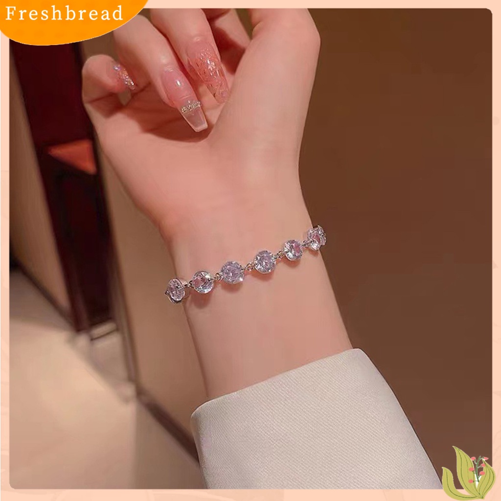 &lt; Freshbread &gt; Liontin Gelang Berlian Imitasi Bertatahkan Manik-Manik Yang Dapat Disesuaikan Warna Perak Fashion Besar Bling Cubic Zirconia Rantai Tangan Aksesori Perhiasan