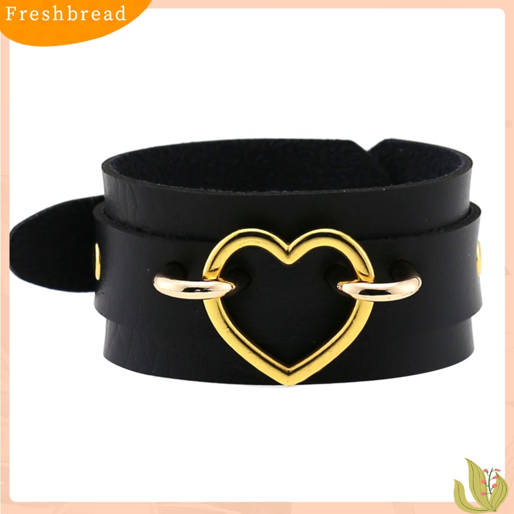 &lt; Freshbread &gt; Punk Wanita Jantung Cincin Double Layer Kulit Imitasi Gelang Bangle Perhiasan Hadiah