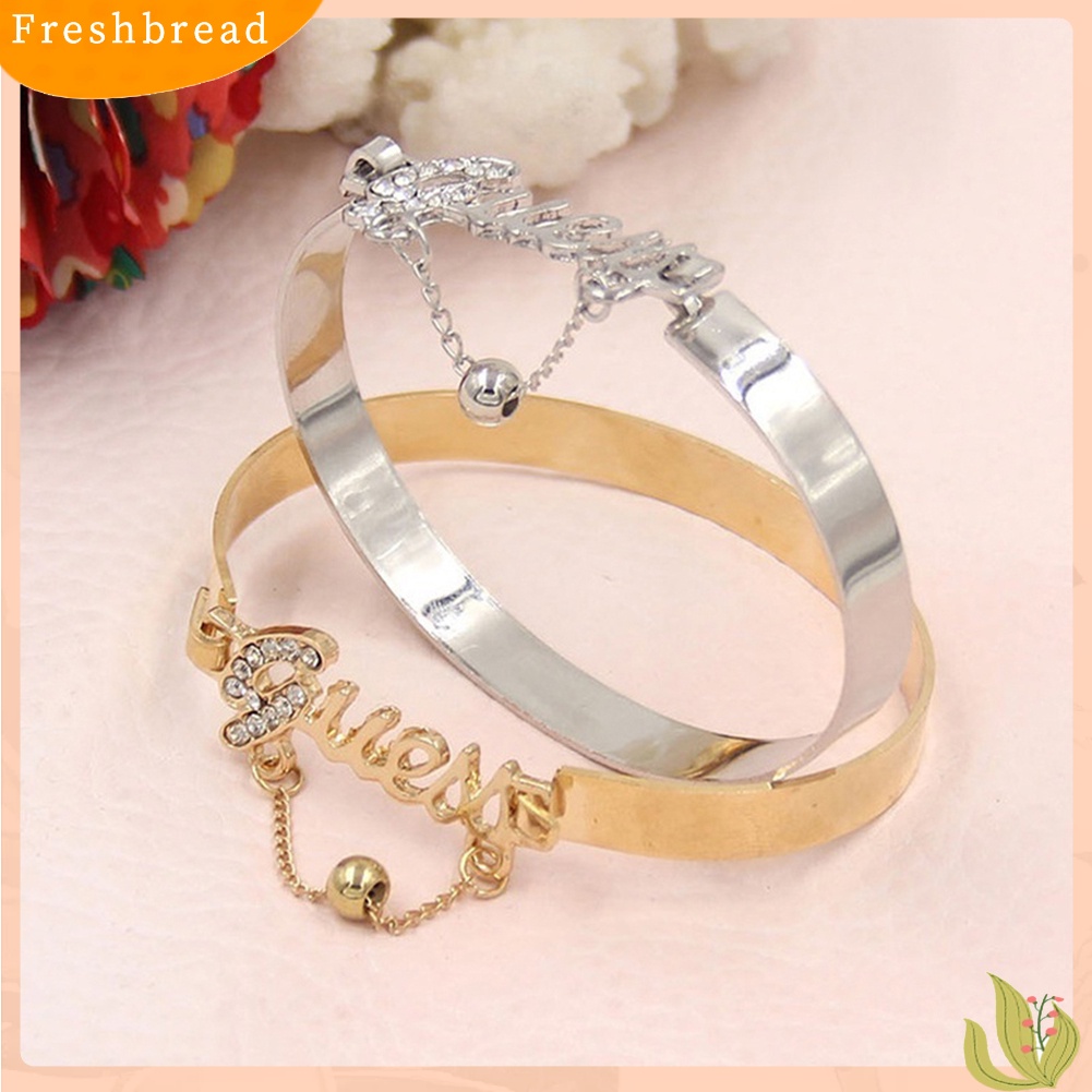 &lt; Freshbread &gt; Huruf Elegan Berlian Imitasi Mengkilap Manik Liontin Bangle Wanita Gelang Hadiah