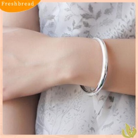 &lt; Freshbread &gt; Fashion Sederhana Wanita Glossy Terbuka Berakhir Perak Berlapis Gelang Bangle Perhiasan