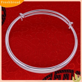 &lt; Freshbread &gt; Fashion Sederhana Wanita Glossy Terbuka Berakhir Perak Berlapis Gelang Bangle Perhiasan