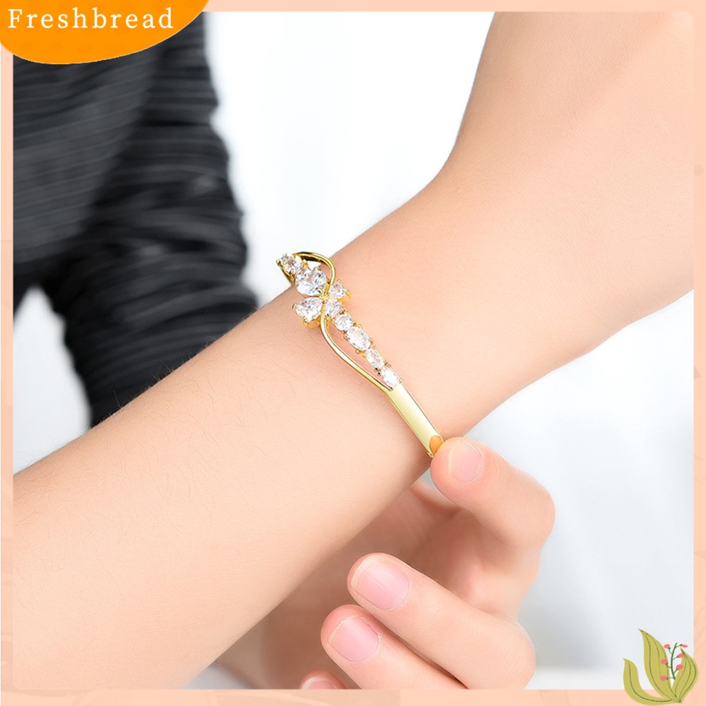 &lt; Freshbread &gt; Modis Wanita Bergelombang Garis Tilde Berlian Imitasi Dekorasi Pesta Hadiah Foto Prop Bangle