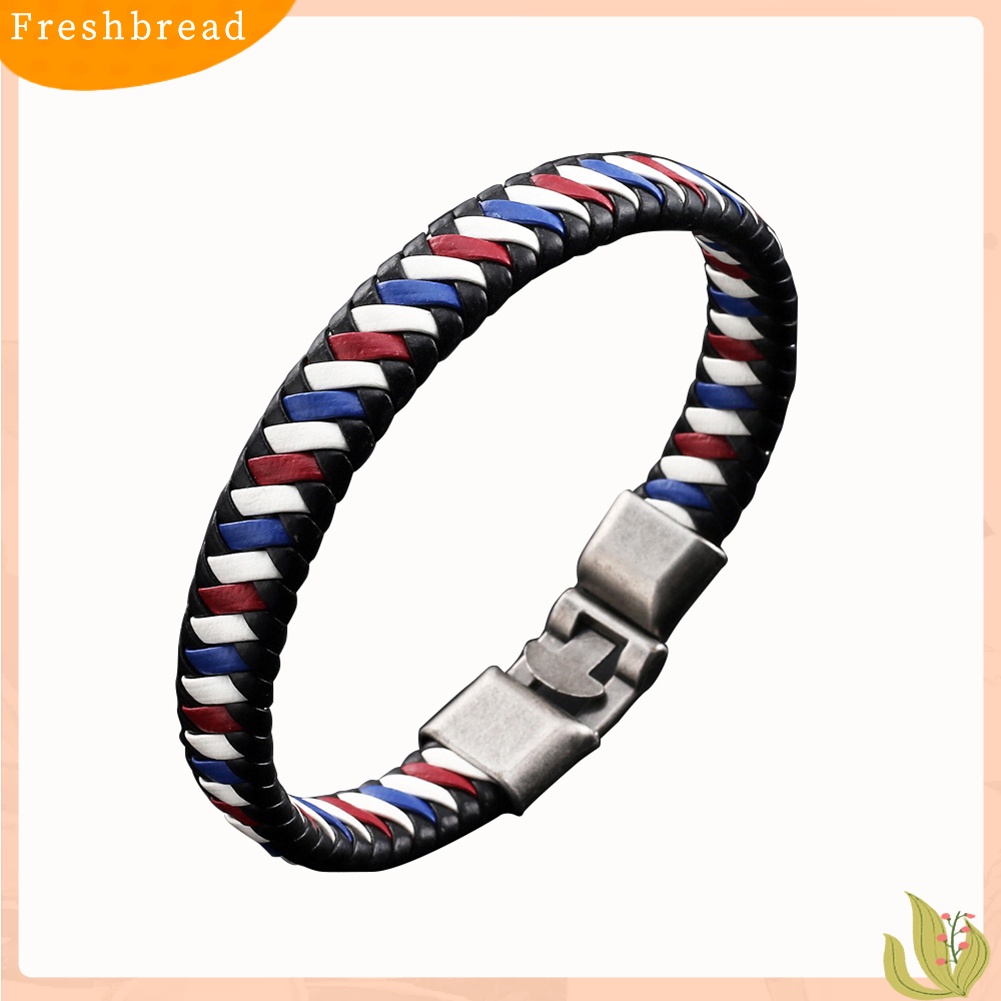 &lt; Freshbread &gt; Pria Wanita Kulit Imitasi Dikepang Gelang Gesper Bangle Perhiasan Gelang Hadiah