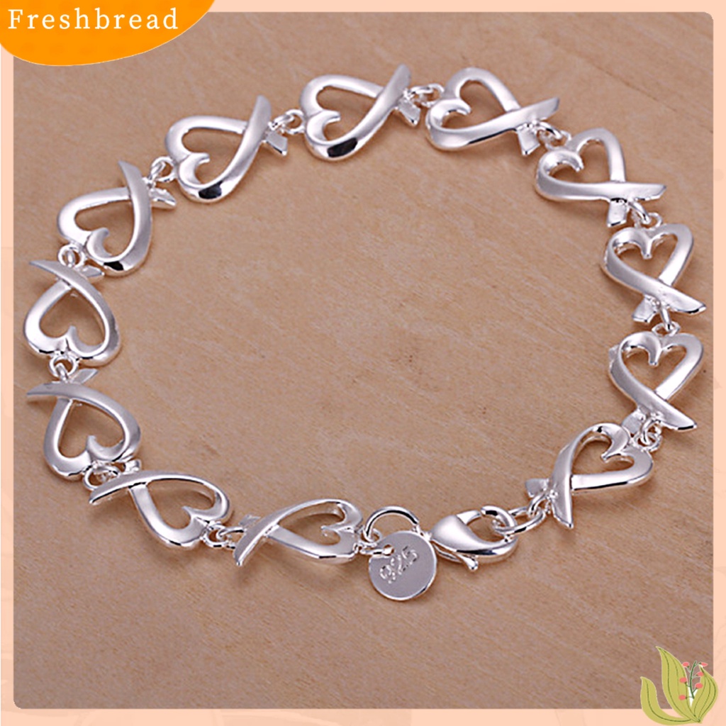 &lt; Freshbread &gt; Gelang Bentuk Hati Ringan-Berat Warna Silver 21cm Wanita Perhiasan Rantai Untuk Pesta