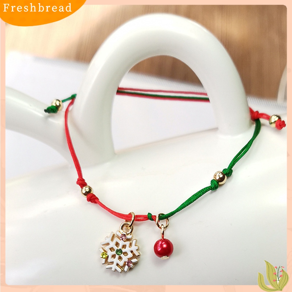 &lt; Freshbread &gt; Gelang Natal Santa Claus Rajut Tangan Unisex Pohon Elk Snowflake Bracelet Untuk Natal