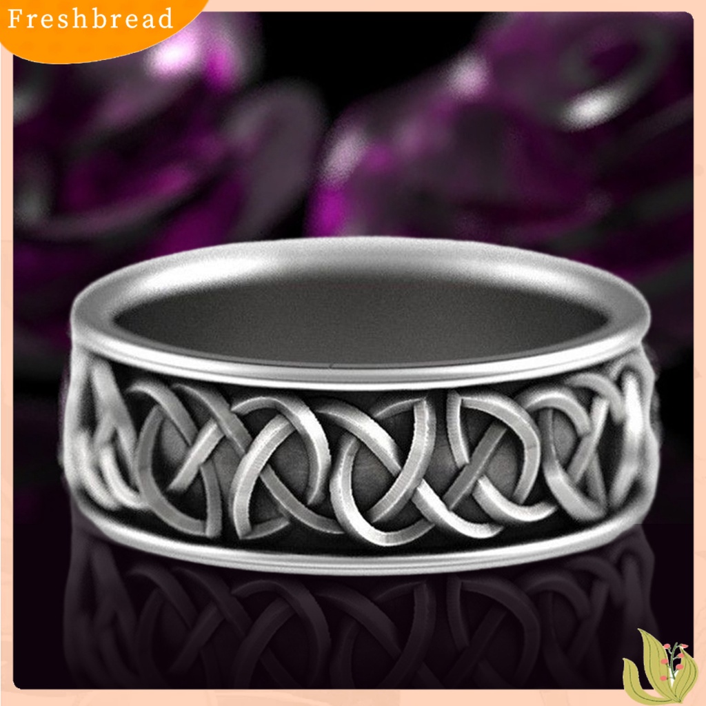 &lt; Freshbread &gt; Cincin Jari Gaya Retro Pola Halus Elektroplating Geometris Tahan Luntur Dekorasi Barang Fashion Nordic Mitologi Serigala Raksasa Pria Cincin Perhiasan Aksesori