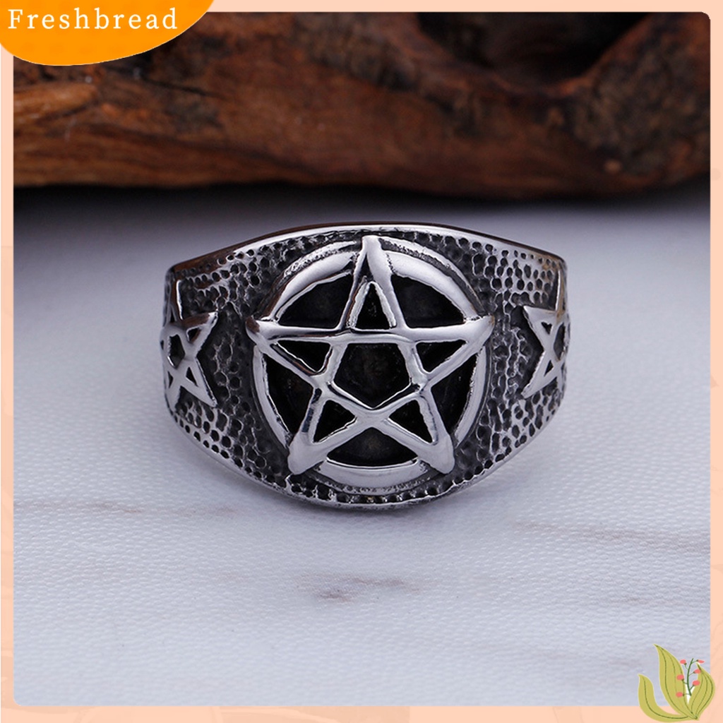 &lt; Freshbread &gt; Pria Baja Titanium Berujung Lima Bintang Telunjuk Jari Geometris Cincin Perhiasan Hadiah