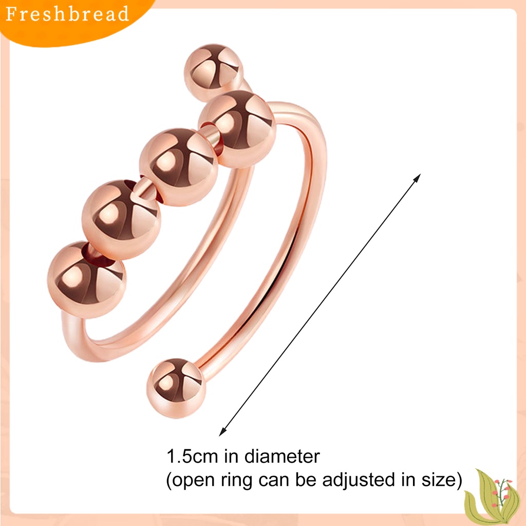 < Freshbread > Pembukaan Yang Dapat Disesuaikan Cincin Unisex Tembaga Pereda Stres Geometris Manik-Manik Cincin Perhiasan Aksesori