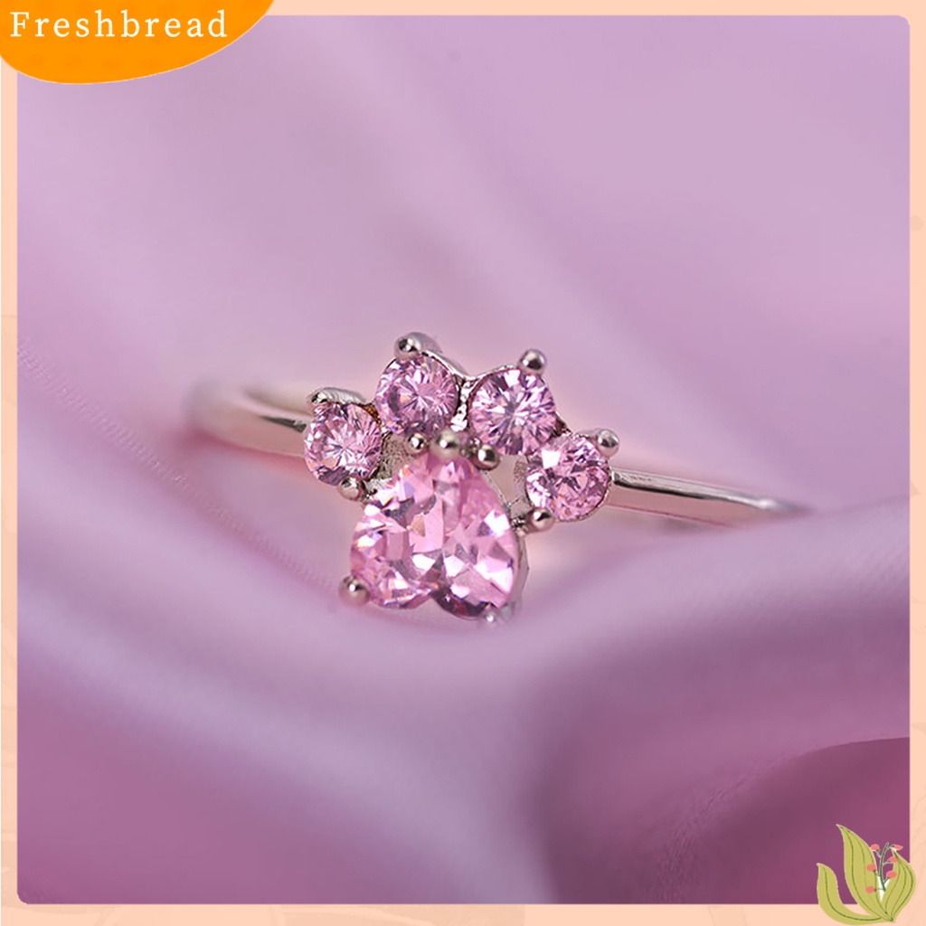 &lt; Freshbread &gt; Cincin Desain Cats Paw Adjustable Alloy Wanita Cincin Bukaan Bulat Untuk Pesta