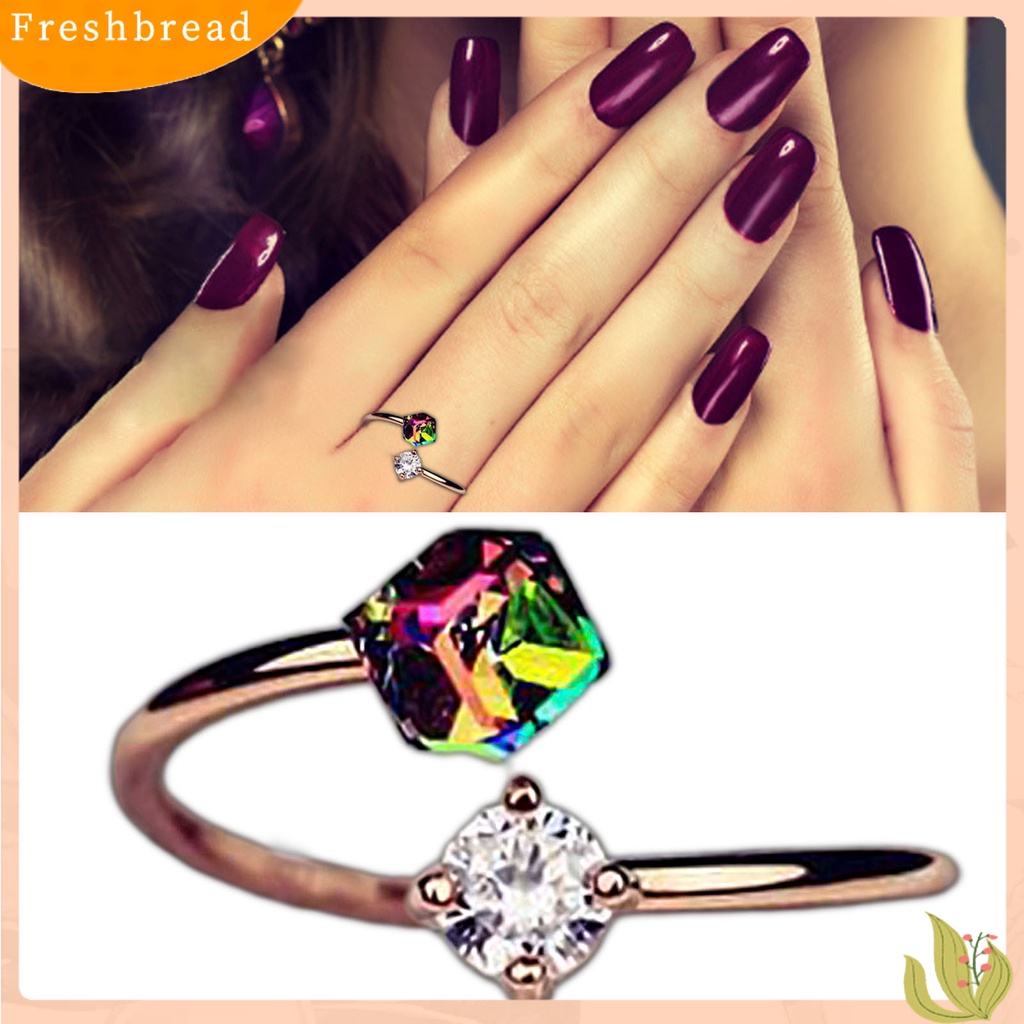 < Freshbread > Cincin Terbuka Dapat Disesuaikan Wanita Perhiasan Cubic Zirconia Warna-Warni Untuk Pertunangan