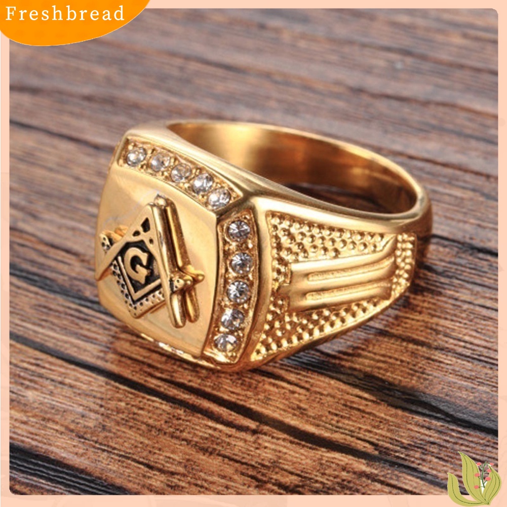 &lt; Freshbread &gt; Fashion Pria Bebas-Mason Simbol Berlian Imitasi Pesona Cincin Mewah Jari Perhiasan Hadiah