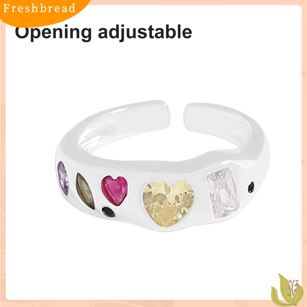 &lt; Freshbread &gt; Wanita Cincin Bukaan Elegan Dapat Disesuaikan Tidak Teratur Warna-Warni Berlian Imitasi Jari Cincin Perhiasan Fashion