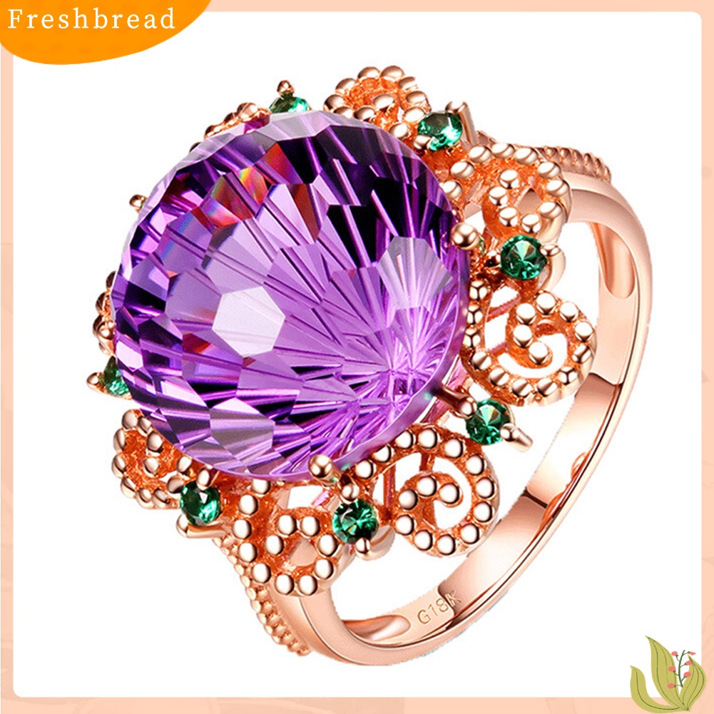 &lt; Freshbread &gt; Fashion Wanita Faux Amethyst Jari Cincin Pernikahan Pertunangan Perjamuan Perhiasan Hadiah