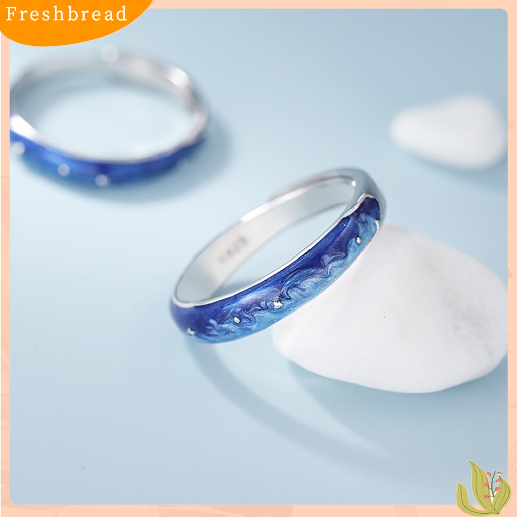 &lt; Freshbread &gt; Cincin Couple Pola Unik Karat-Bukti Tembaga Bintang Langit Bertema Open Band Engagement Ring Decor Hadiah Ulang Tahun